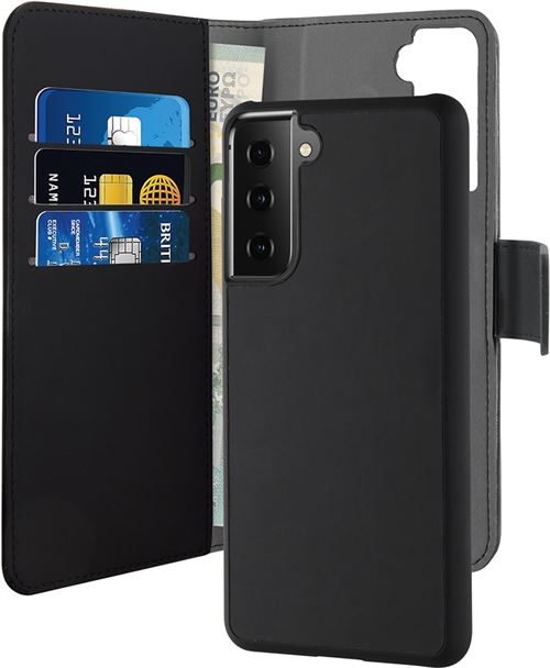 Etui folio magnétique à rabat 2 en 1 pour Samsung Galaxy S21+ 5G BigBen Connected Puro Noir