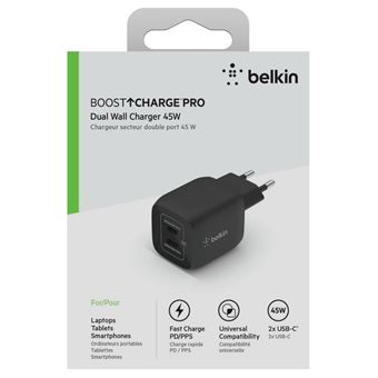 Chargeur mural USB-C + USB-A 32 W BOOST↑Charge Pro de Belkin - Apple (FR)