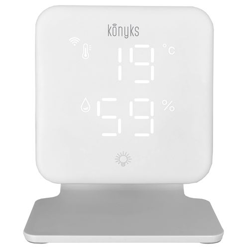 Thermostat connecté Konyks ClimPac pour Clims et P.A.C Blanc + Cde infrarouge univ + Thermomètre + Hygromètre
