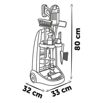 Chariot de menage + aspirateur electronique - 9 accessoires Smoby