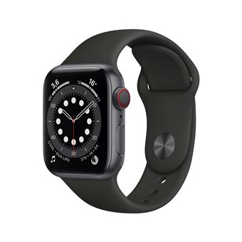 Apple Watch Series 6 (GPS + Cellular) - 40 mm - espace gris en aluminium - montre intelligente avec bande sport - fluoroélastomère - noir - taille du bracelet : S/M/L - 32 Go - Wi-Fi, Bluetooth - 4G - 30.5 g - 1