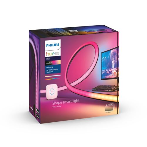 Kit starter Lampe connectée Philips Hue Play Gradient Lightstrip pour PC Gaming 24-27
