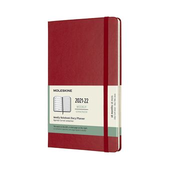 Agenda scolaire semainier Moleskine Couverture rigide 2021-2022 Rouge