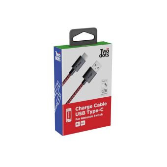Câble de charge Two Dots  Noir et Rouge USB vers USB Type C pour Nintendo Switch