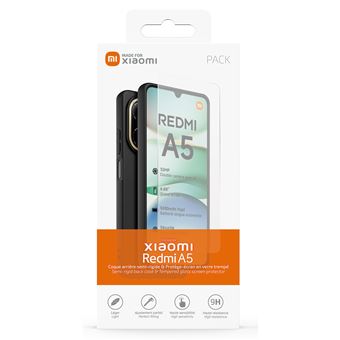 Pack coque TPU et verre trempe pour Redmi A5 Noir - 1