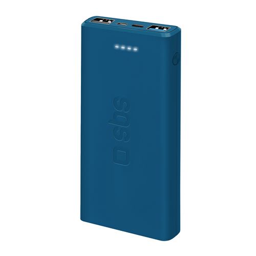Batterie externe fast charge de 10000 mAh 2 USB Bleu - SBS