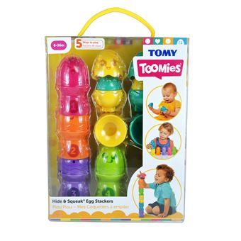Tomy Toomies Cadeau Bébé - Coquetier à Empiler avec 3 Œufs Qui Font PIOU PIOU et 3 Hochets Sonores, Jouet et Développement, Jouet Sensoriel de 6 à 36 Mois