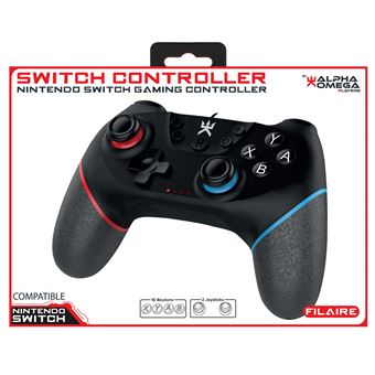 Manette filaire Nintendo Switch Alpha Omega Players Noir, liseré Bleu et Rouge