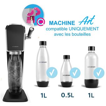 Pack Machine à soda et eau gazeuse Sodastream Art Noir avec 2 bouteilles fuse