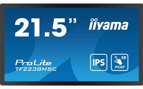 iiyama ProLite TF2238MSC-B1 - Écran LED - 21.5 - cadre ouvert - écran tactile - 1920 x 1080 Full HD (1080p) - IPS - 600 cd/m² - 1000:1 - 5 ms - HDMI, DisplayPort - noir, mat