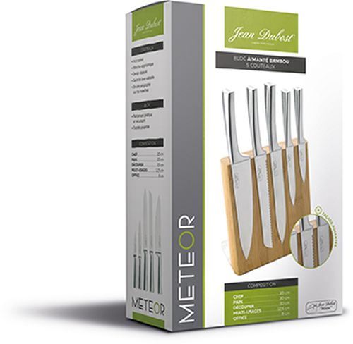 Bloc bambou avec 5 couteaux de cuisine Météor Jean Dubost DM071220X01076 Argent