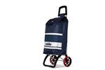 CHARIOT DE COURSES BLEU100% POLYESTER 600D 33X38.5X95CM Pochettes zippees arriere et interieure2 grandes roues / Capacite : 50LPoids supporte : 30KG