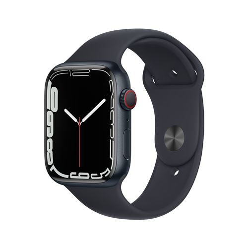 Apple Watch Series 7 GPS + Cellular, boîtier Aluminium Minuit 45mm avec Bracelet Sport Minuit