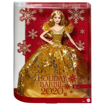 Poupée Barbie Signature Joyeux Noël 2023- avec Robe De Soirée Dorée –