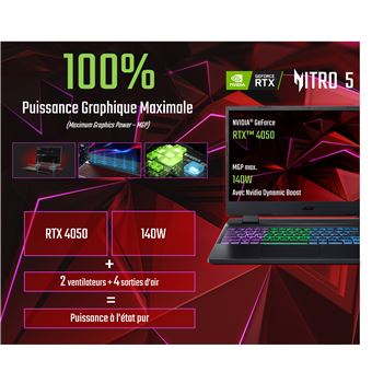 PC Portable Gaming Acer Nitro 5 AN517-55-5772 17.3" Intel Core i5 16 Go RAM 512 Go SSD Noir