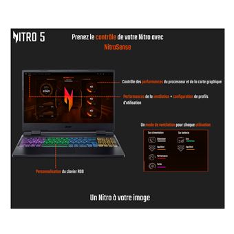 PC Portable Gaming Acer Nitro 5 AN517-55-5772 17.3" Intel Core i5 16 Go RAM 512 Go SSD Noir