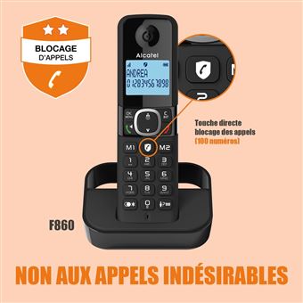 Téléphone fixe sans fil Alcatel F860 Solo Noir