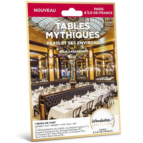 Coffret cadeau Wonderbox Tables mythiques Paris et ses environs