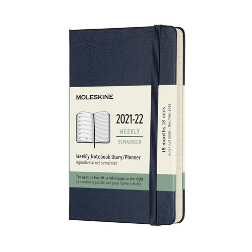 Agenda scolaire semainier Moleskine Pocket Couverture rigide 2021-2022 Bleu