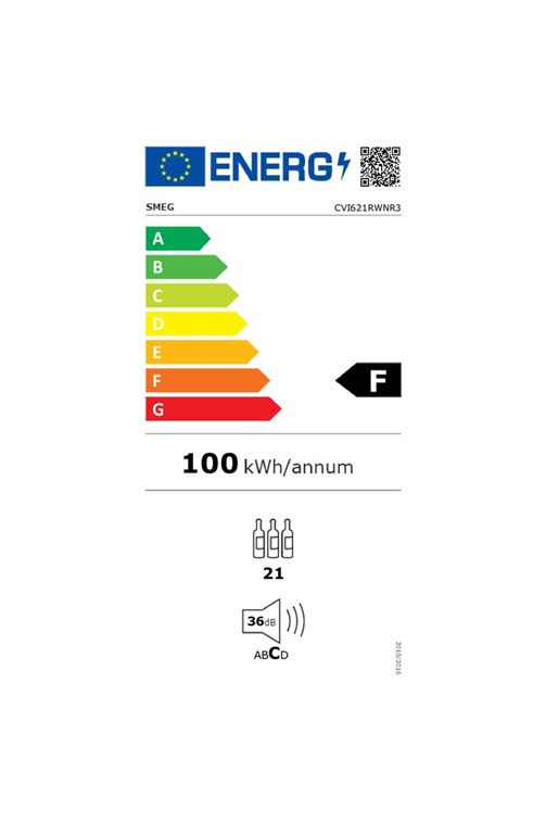 CAVE A VIN / ENCASTRABLE / VENTILÉ / CHARNIERE DROITE / SMEGCONNECT / 5-20° / CLASSE A+ / 3 ETAGERES / FILTRE A CHARBON ACTIF