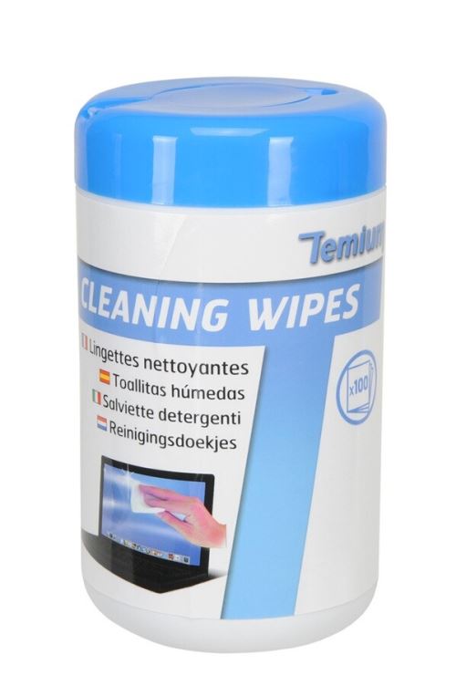 Boîte de 100 lingettes nettoyantes Temium pour matériel informatique
