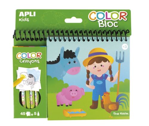 Cahier coloriage avec crayons Apli Kids Ferme