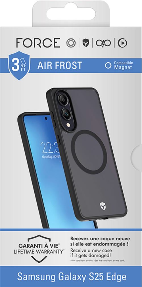 Coque renforcée Magnet Forcase Air Frost 3m Noir pour Samsung Galaxy S25 Edge