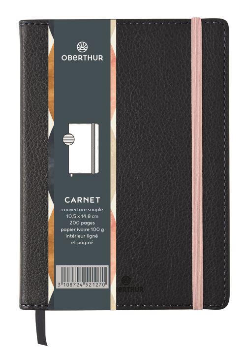Oberthur Carmen - Carnet de notes souple A5 - ligné - 200 pages - corail
