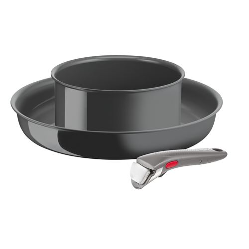 Set Casserole Poêle et Poignée Amovible Tefal Ingenio Renew L2609302 Gris Hippo Iron