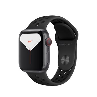 Apple Watch Nike Series 5 Cellular 40 mm Boîtier en Aluminium Gris Sidéral avec Bracelet Sport Nike Noir et Anthracite Tailles S/M et M/L - 1