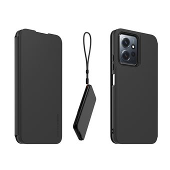 Etui folio à rabat avec dragonne amovible pour Redmi Note 12 4G Noir