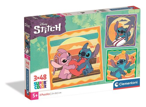 Clementoni Puzzle Enfant 3X48 Pièces Disney Stitch Walt Disney Fabriqué en Italie 25062 - vue 4