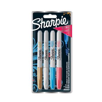 Lot de 4 marqueurs métallisés permanents Sharpie Pointe fine - 1