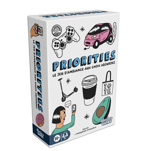 Hasbro Jeu de société Gaming Priorities Party Game choix absurdes coopératif 2 à 6 joueurs Multicolore