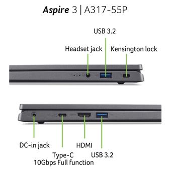PC Portable Acer Aspire A317 Intel Core i3 8 Go RAM 512 Go SSD Gris