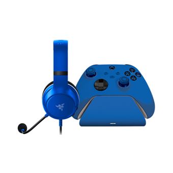 Pack Essential Duo Casque gaming Razer Kaira Bleu + Chargeur Mannette Bleu pour Xbox