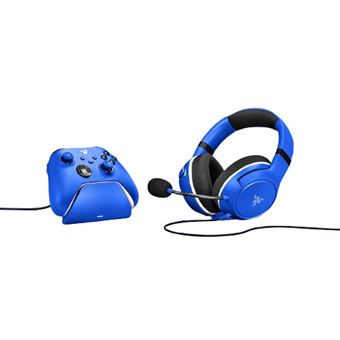 Pack Essential Duo Casque gaming Razer Kaira Bleu + Chargeur Mannette Bleu pour Xbox