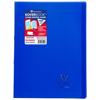 Cahier Clairefontaine Koverbook A4 96 pages grands carreaux Bleu Marine
