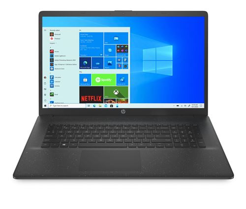 HP Laptop 17-cp0072nf - AMD Athlon Silver 3050U / 2.3 GHz - Win 10 Home 64 bits - Radeon Graphics - 8 GB RAM - 512 GB SSD NVMe, HP Value - 17.3 1600 x 900 (HD+) - Wi-Fi 5 - gitzwart (afdekking en basis), sterrenzwart toetsenbordframe, afwerking met gaass