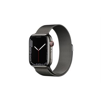 Apple Watch Series 7 (GPS + Cellular) - 45 mm - grafiet roestvrij staal -  smart watch met milanees bandje - roestvrij staal - grafiet - afmeting  pols: 150-200 mm - 32 GB - Wi-Fi, Bluetooth - 4G - 51.5 g - Apple Watch -  Fnac.be