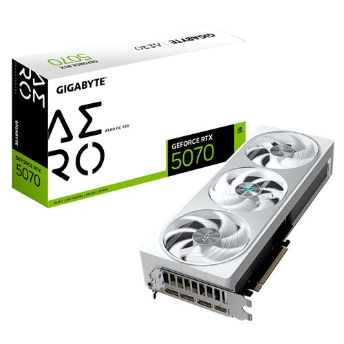 GIGABYTE GeForce RTX 5070 AERO OC 12G Carte Graphique 12 Go GDDR7 192 bits PCI E 5.0 2625 MHz Core Clock 3 x DP 2. 1 x HDMI 2.1b NVIDIA DLSS 4 GV N5070AERO OC 12GD Neuf - vue 5