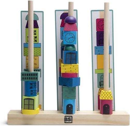 Jeu De Tours à Empiler Bs Toys – Cartes Modèles – Formes Et Couleurs – Dès 3 Ans