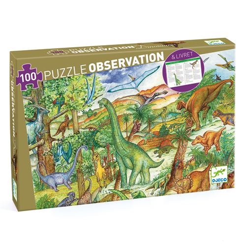 Djeco Puzzle Dinosaures 100 pcs + Livret