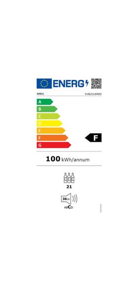 CAVE A VIN / ENCASTRABLE / 45 CM / VENTILÉ / CHARNIERE GAUCHE / SMEGCONNECT / FILTRE A CHARBON ACTIF / AFFICHEUR LED / ALARME TEMPERATURE ET PORTE OUVERTE / 5-20° / 21 BOUTEILLES / CLASSE A+