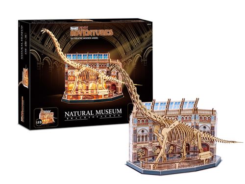 Puzzle 3D en bois REVELL Tiny Adventures Natural Museum Brachiosaur LED - vue 2