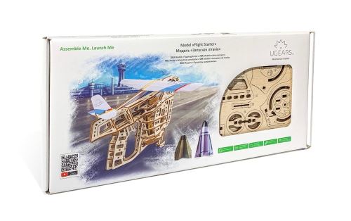 Ugears kit de maquette 3D lanceur d'avion 34 cm en bois 200 pièces