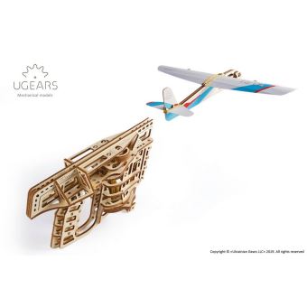 Ugears kit de maquette 3D lanceur d'avion 34 cm en bois 200 pièces