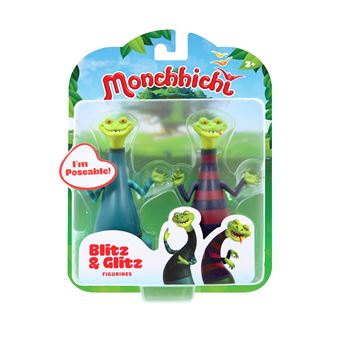 Pack 2 figurines Ouaps Monchhichi Blitz et Glitz - 1