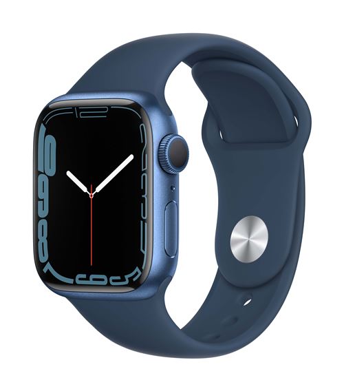 Apple Watch Series 7 GPS, boîtier Aluminium Bleu 41mm avec Bracelet Sport Bleu Abysse