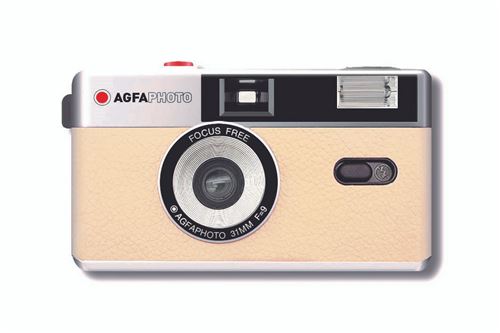 Appareil photo argentique compact AgfaPhoto 35mm Réutilisable Beige